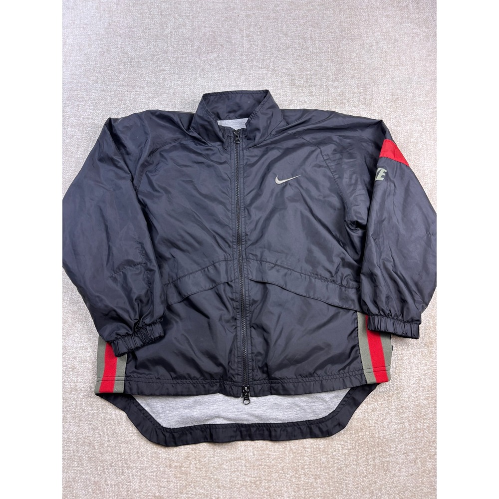 Nike Vintage Kids Black Red Windbreaker Jacket Full Zip Size M 12
